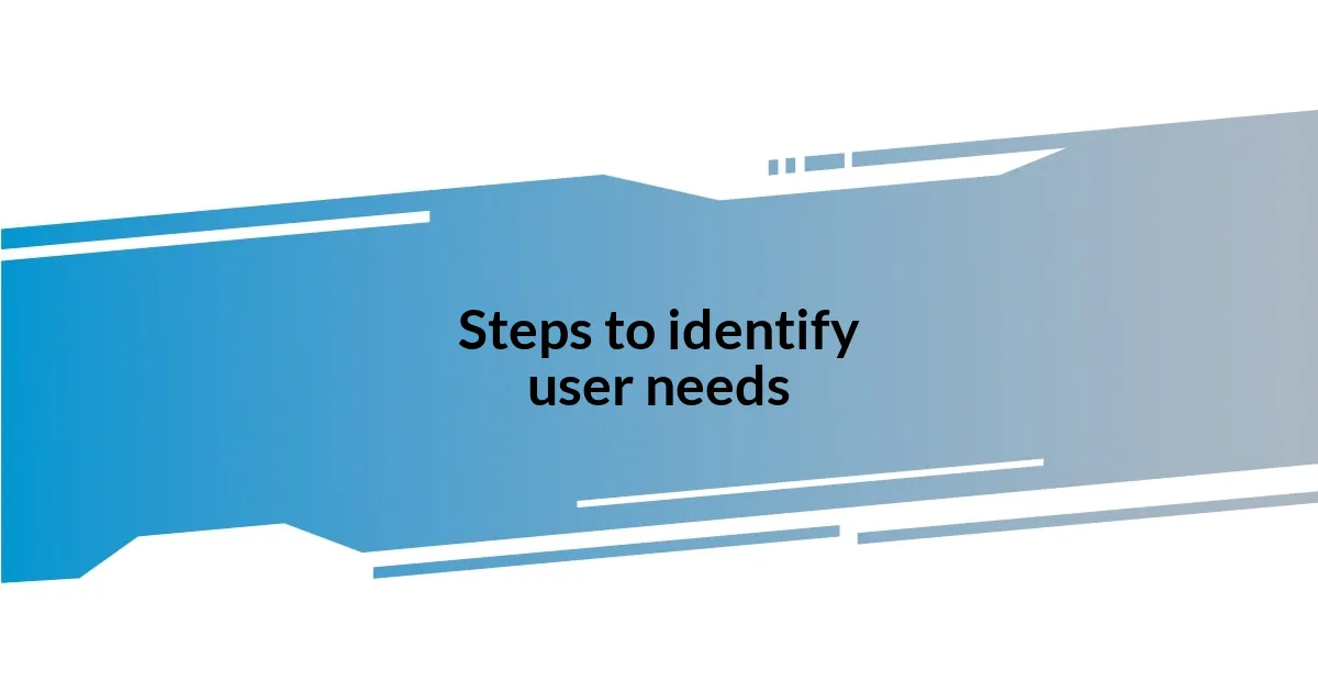 Steps to identify user needs